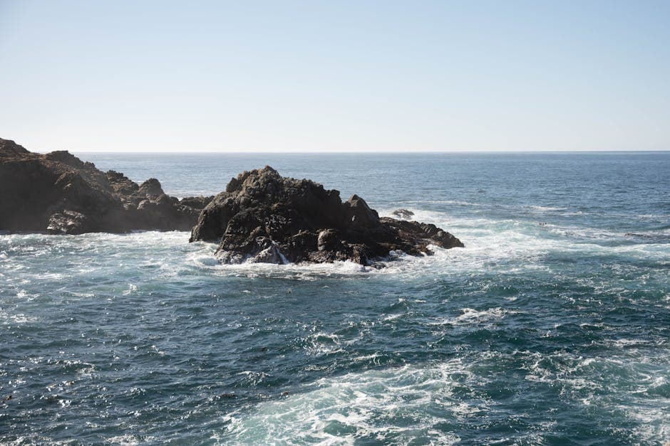 Pacific Ocean waves crashing on Central Coast shoreline