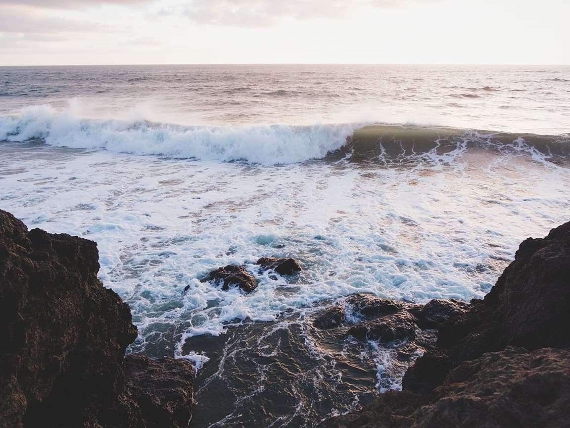 Pacific Ocean waves crashing on Central Coast shoreline at Montaña de Oro