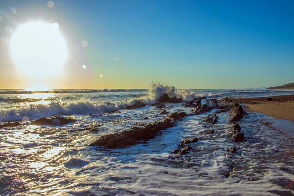 Pacific Ocean waves crashing on Central Coast shoreline at Montaña de Oro